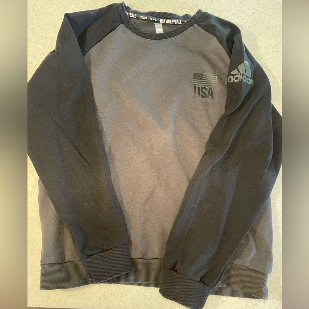 adidas Black and Gray Crew Neck Sweater